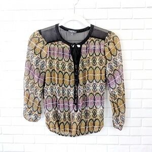 Lily Rose Multicolor Patterned Peasant Top small